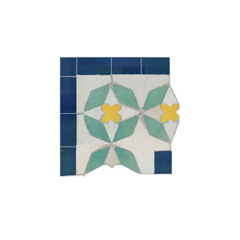 Mosaic House Moroccan tile Diamond Corner 1-12-15-18 White,   Light Green,   Cobalt Blue,   Yellow,    solid zellige, mosaic, zellij, border, glaze, classic 